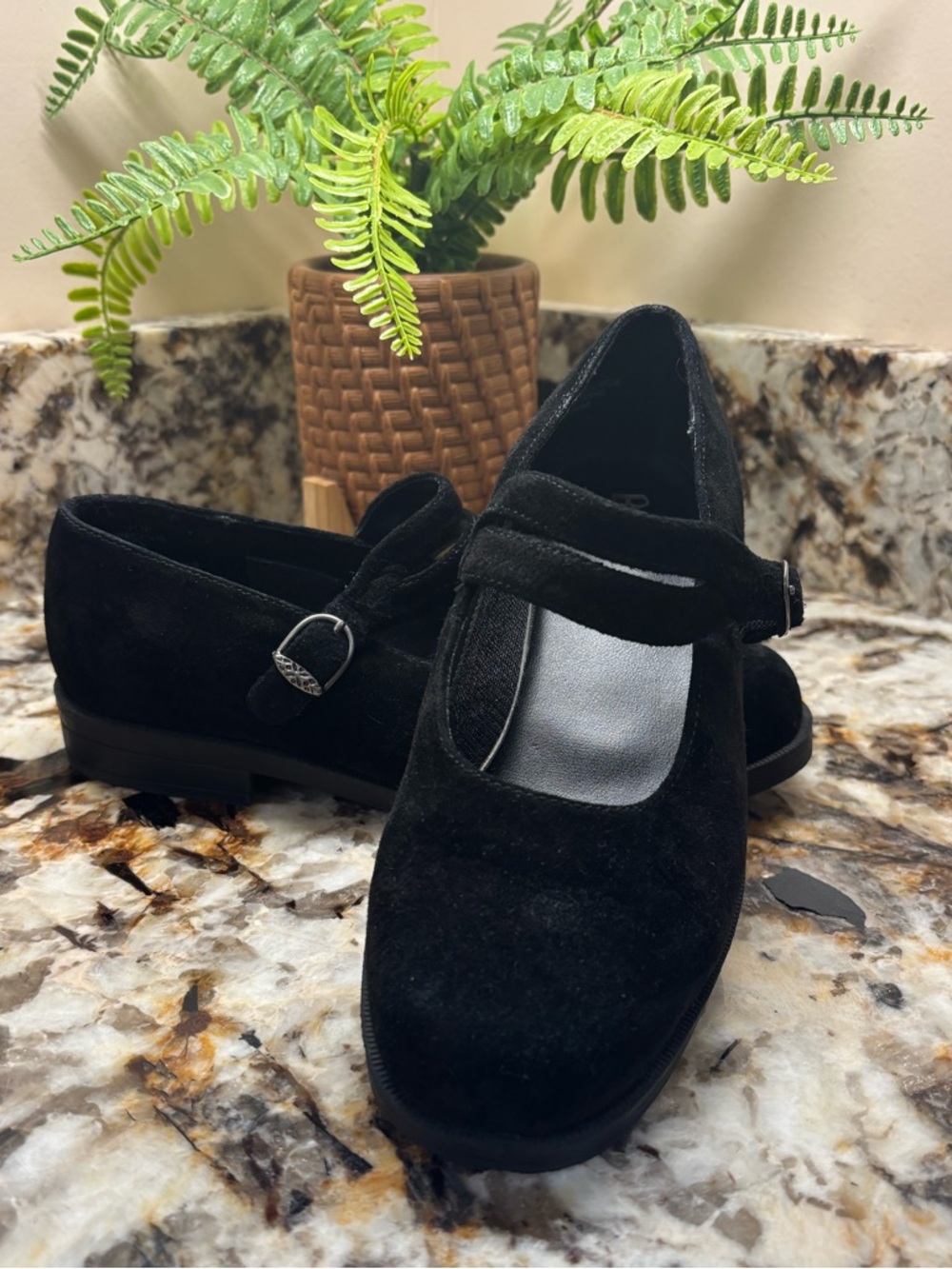 Bass Black Suede Mary Jane Flats for Kids